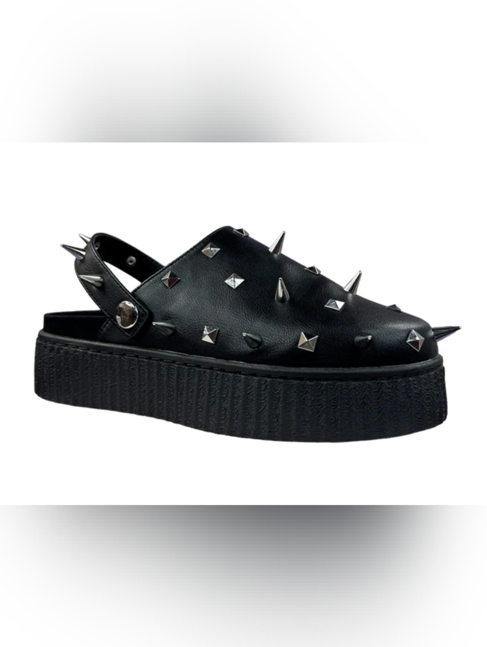 STRANGE CVLT GRAVE SPIKE BLACK SILVER SHOE SANDAL SIZE 5 BRAND NEW